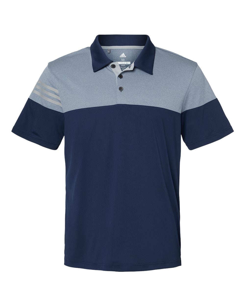 Adidas - Heathered 3-Stripes Colorblocked Polo