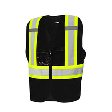 Charger l&#39;image dans la galerie, Solid Front/Mesh Back Traffic Vest with Zipper, 4&quot; Refl. Tape, 8 Pockets
