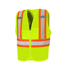 Charger l&#39;image dans la galerie, Solid Front/Mesh Back Traffic Vest with Zipper, 4&quot; Refl. Tape, 8 Pockets
